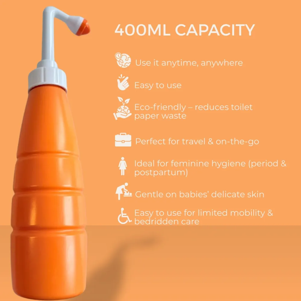 Hello Bidet Bottle | Spruzzino per igiene intima trasportabile con custodia - 400ml