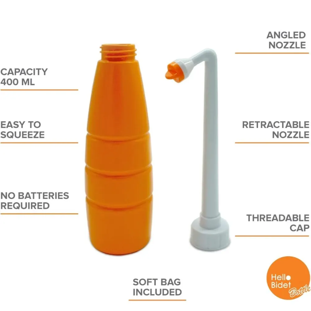 Hello Bidet Bottle | Spruzzino per igiene intima trasportabile con custodia - 400ml