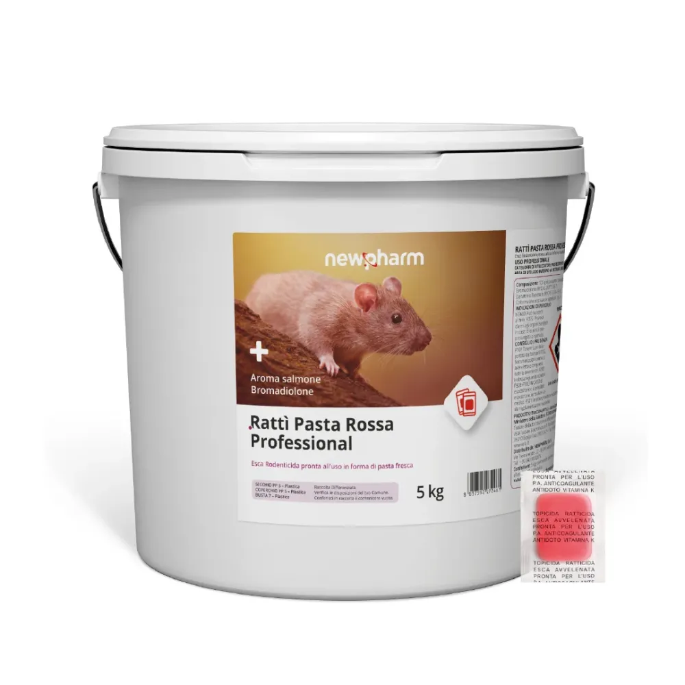 Esca rodenticida derattizzante per topi e ratti Ratti Pasta Rossa 5 kg