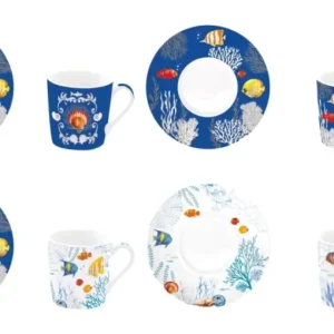 Easy Life Espressotasse con un Coffee Mania 6 Serie Aquarium 100ml ELR0126AQRM
