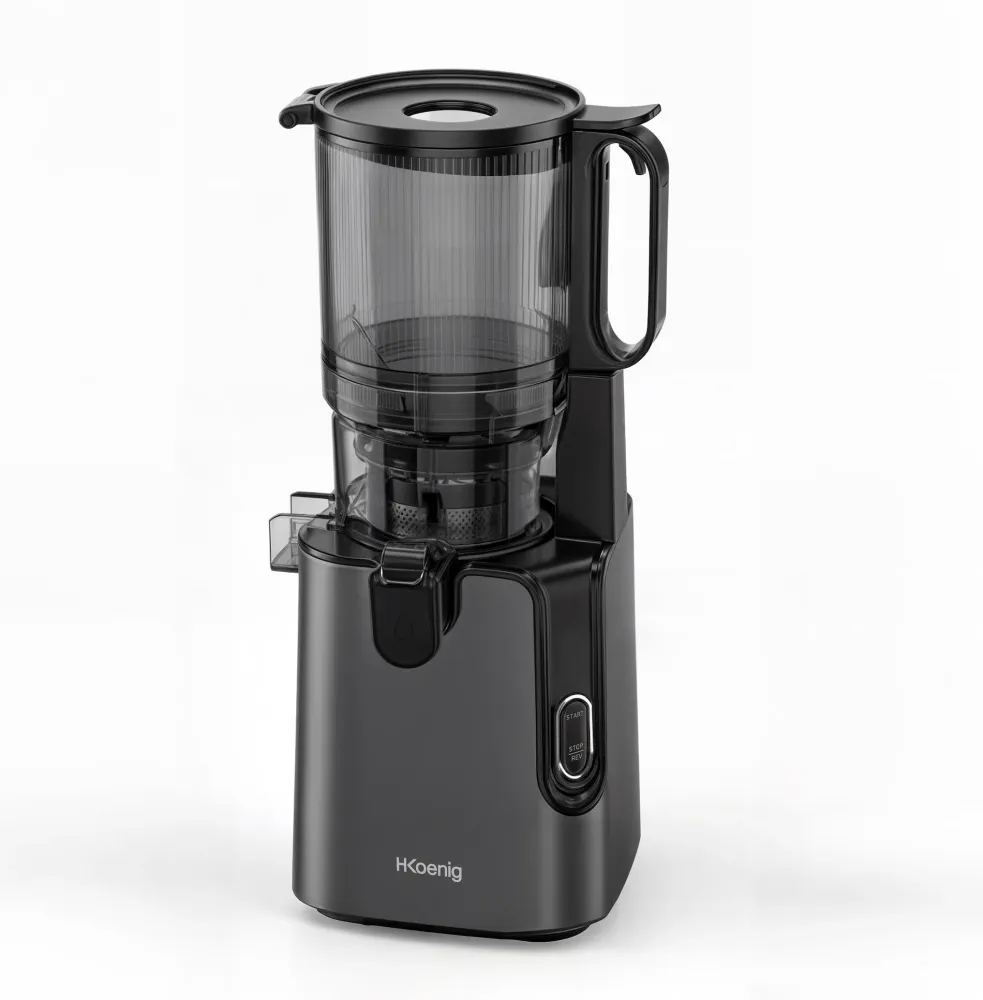 Ⓜ️🔵🔵🔵 H.Koenig GSX26 XL TOTAL BLACK - Estrattore di succo "Slow Juicer", SENZA BPA, nero, apertura Extra-Large 135 mm