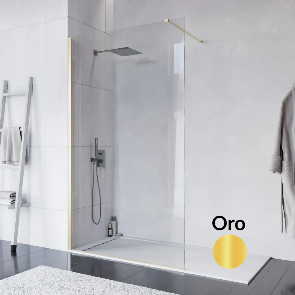 Doccia walk- ORO 120 cm h200 vetro 8mm anticalcare trasparente ISIDE