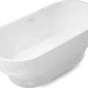 Vasca Da Bagno Free Standing Ovale Acrilico Bianco Lucido 170 x 80 x 61 cm