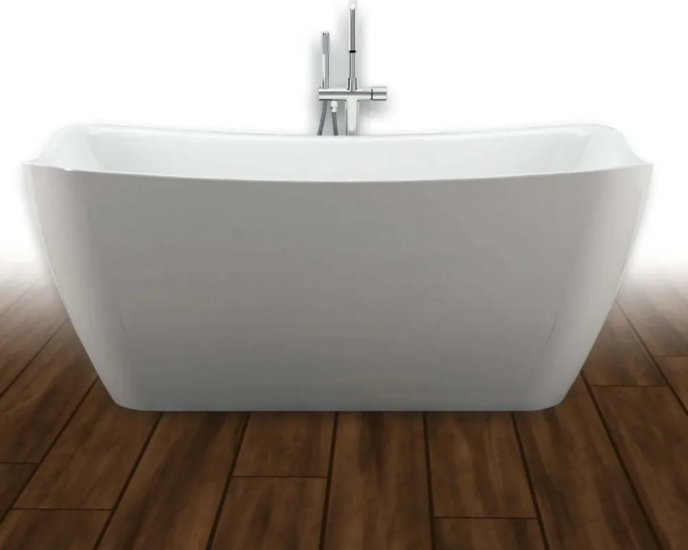Vasca Da Bagno Free Standing Rettangolare Acrilico Bianco Lucido 180 x 83 x 72cm