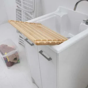 Lavatoio Colavene Domestica 60x50 Bianco Con Tavola Lavapanni Legno