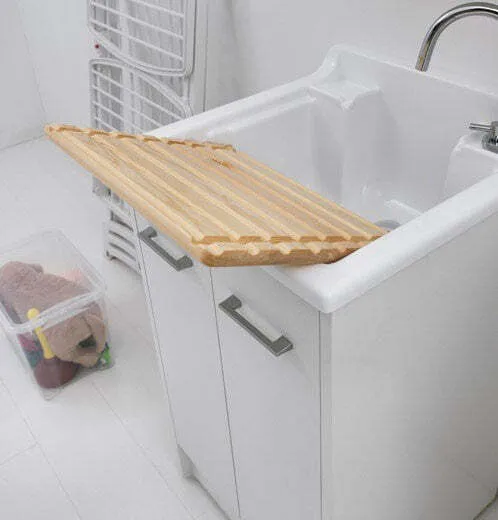 Lavatoio Colavene Domestica 60x50 Bianco Con Tavola Lavapanni Legno