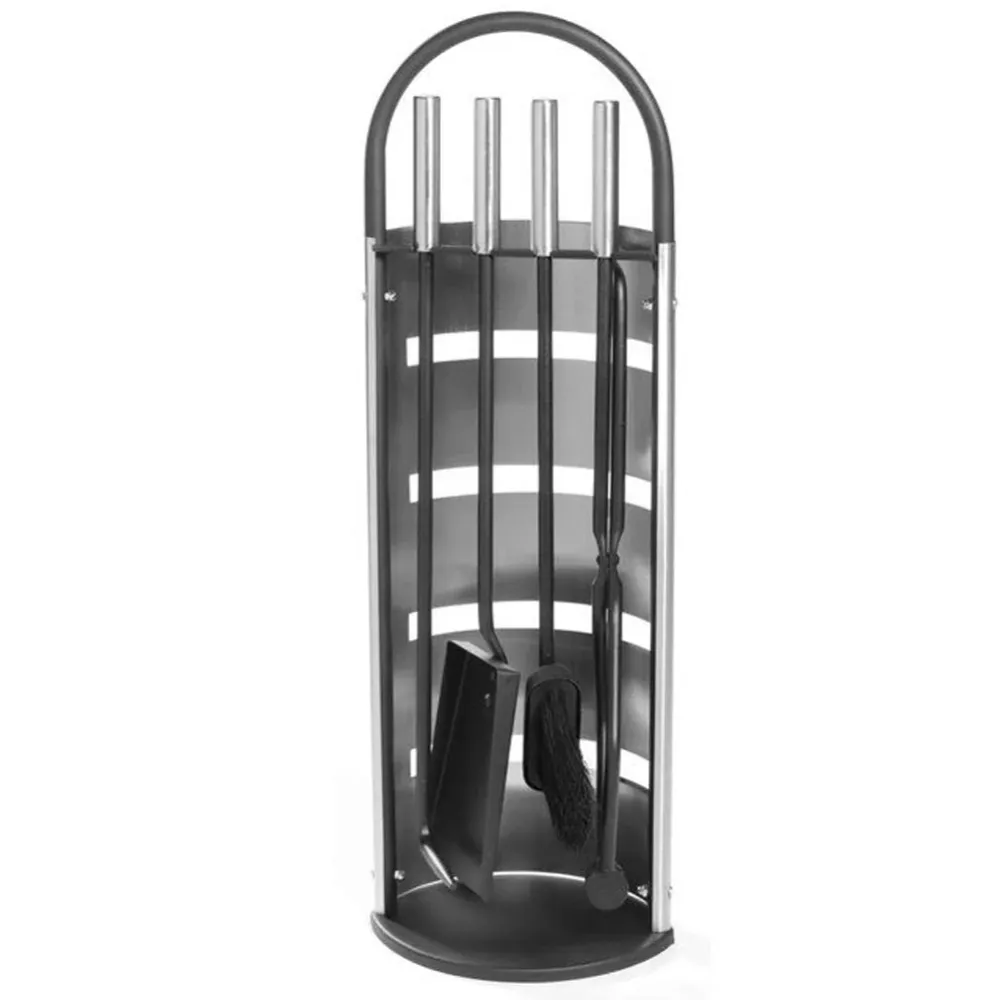 Set 4 Pezzi Accessori per Camino con Supporto Stand Acciaio Inossidabile
