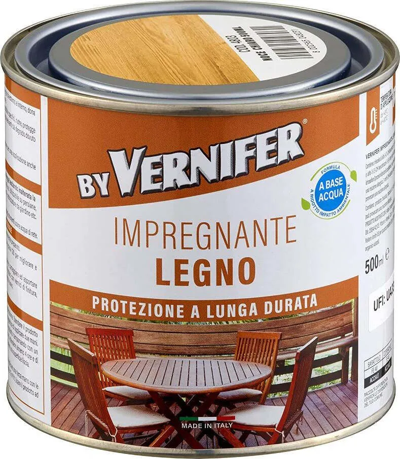 Arexons Impregnante all'Acqua per Legno VERNIFER Noce Chiaro Barattolo da 500 ml