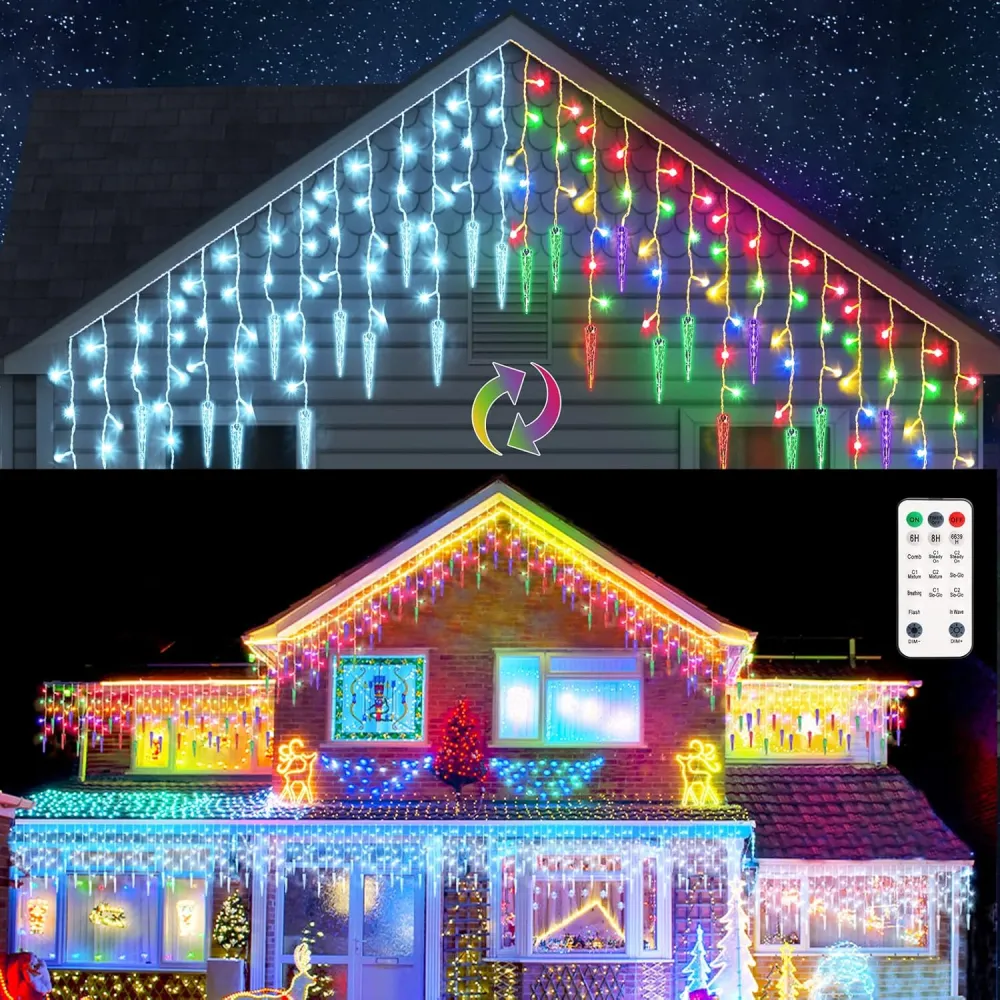 32,8 piedi 400 LED 80 Gocce Luci Stringa Ghiacciolo, 11 Modalità (Multicolore Bianco Freddo)