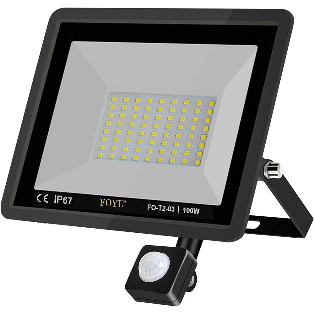 Faro 114 led 100 watt con sensore di passaggio luce bianca 6500k IP67