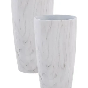 Set 2 Plant Pots ⌀ 32 cm Marble Effect LIMENARI per Stagni fino 5000L