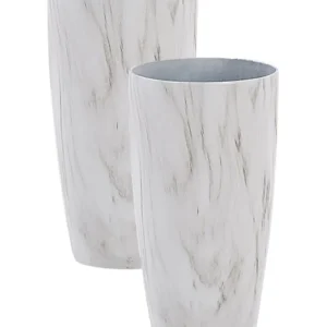Set 2 Plant Pots ⌀ 23 cm Marble Effect LIMENARI per il Benessere dei Pesci