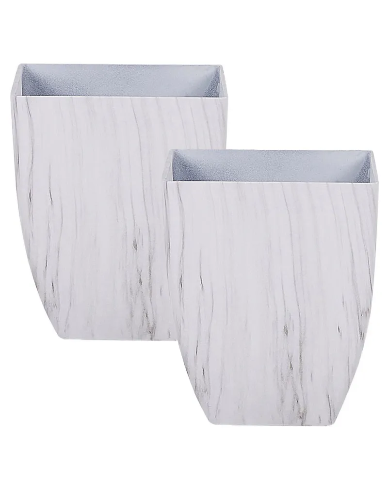 Set 2 Plant Pots 28 x 28 x 34 cm Marble Effect MIRO