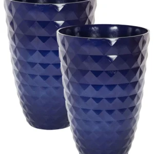 Set 2 Plant Pots ⌀ 35 cm Navy Blue FERIZA