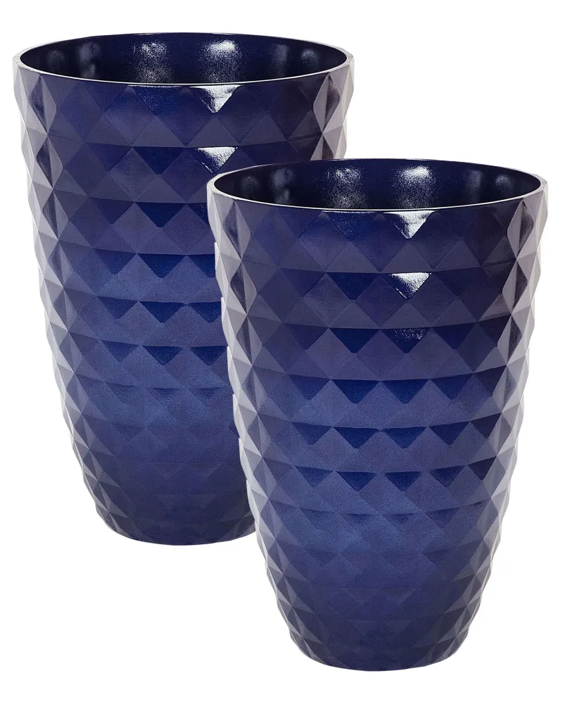 Set 2 Plant Pots ⌀ 35 cm Navy Blue FERIZA