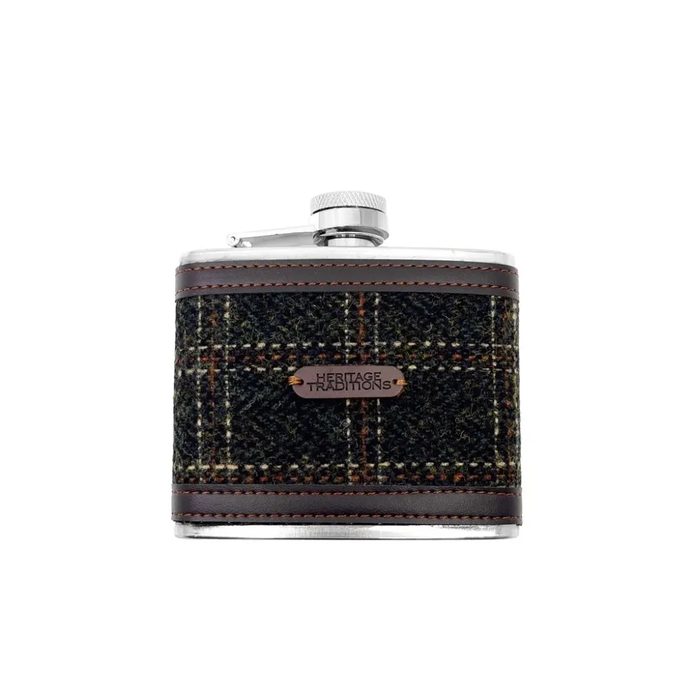 Fiaschetta tweed marrone da 4 oz