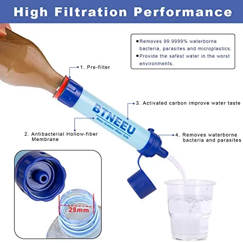 BTNEEU Filtro Acqua Outdoor 1500L Personale Rimuove 99.99%...
