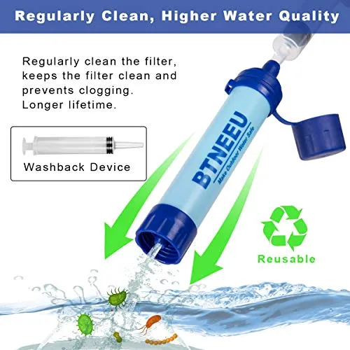 BTNEEU Filtro Acqua Outdoor 1500L Personale Rimuove 99.99%...