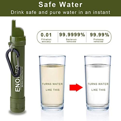 ENONEO Filtro Acqua Portatile Outdoor 1500L Campeggio Verde