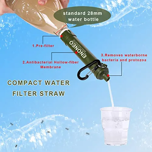 ENONEO Filtro Acqua Portatile Outdoor 1500L Campeggio Verde