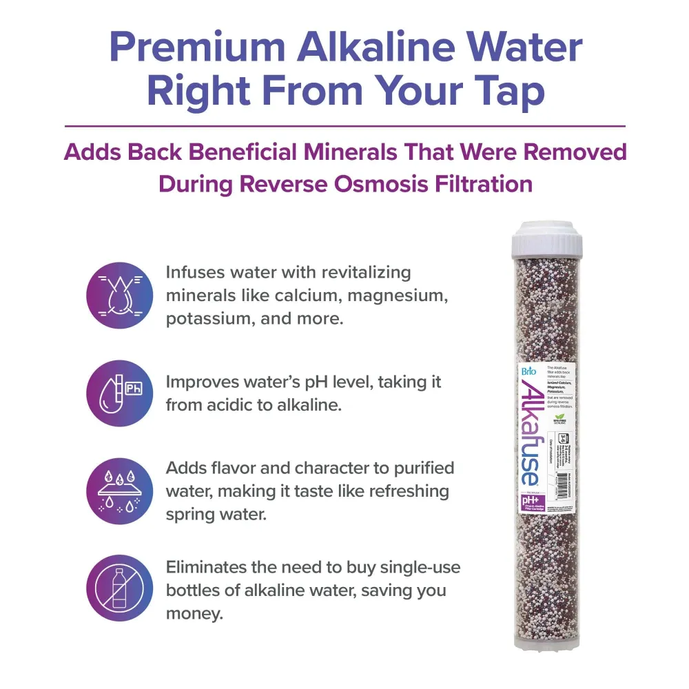 Cartuccia Pleatata Brio Alkafuse Drop- Alkaline Filter, 50,000 L, 2.5" X 20"