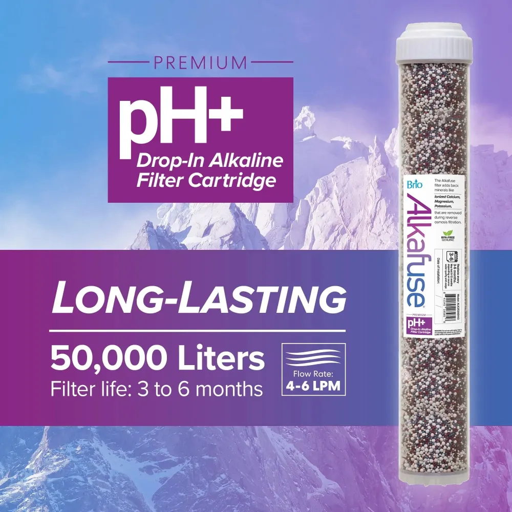 Cartuccia Pleatata Brio Alkafuse Drop- Alkaline Filter, 50,000 L, 2.5" X 20"