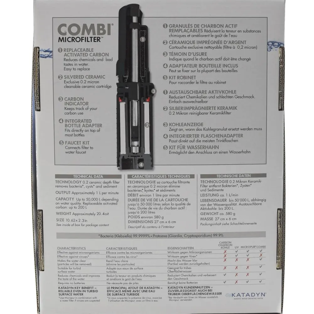 Katadyn Combi Plus Filter Filter Esteso Lungo Camping Emergency Purification Premium