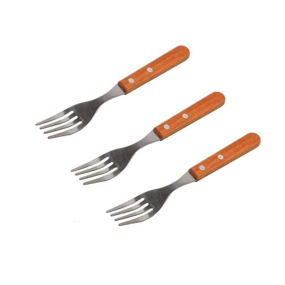 Forchetta da cucina 3 pezzi con manico legno posate da cucina
