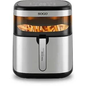 Friggitrice ad aria 6,5 L 1600W con finestra di visualizzazione pannello touch LED 8 programmi e cestello antiaderente Sogo