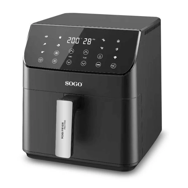 Friggitrice ad aria 8 L 1600W con pannello touch LED 10 programmi timer 60 min e cestello antiaderente Sogo