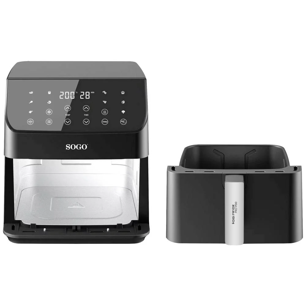 Friggitrice ad aria 8 L 1600W con pannello touch LED 10 programmi timer 60 min e cestello antiaderente Sogo