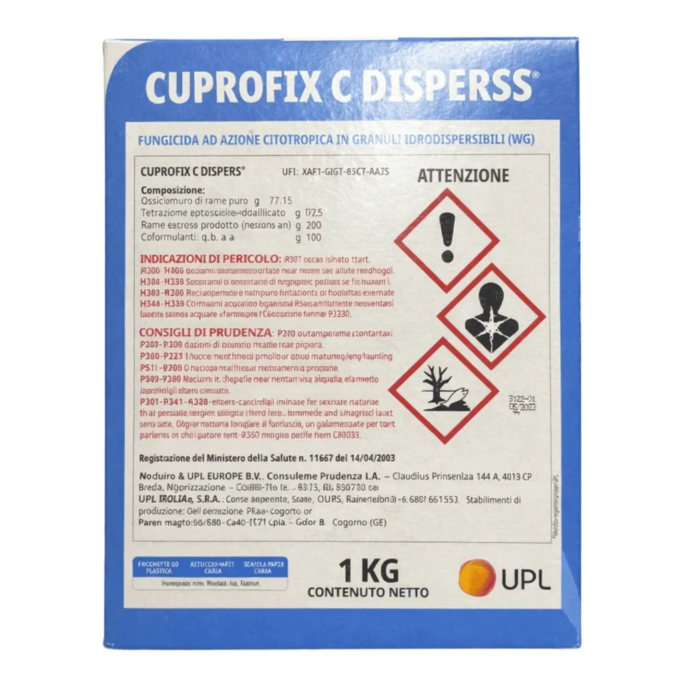 Cuprofix C Disperss Fungicida Sistemico E Di Contatto | Rame 20% + Cymoxanil 4% WG 1 Kg