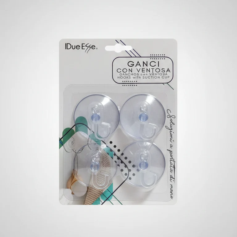 I Due Esse Ganci con Ventosa Professionali | Set 4 Pezzi | Soluzione Salvaspazio per Cucina e Bagno | Installazione Senza...