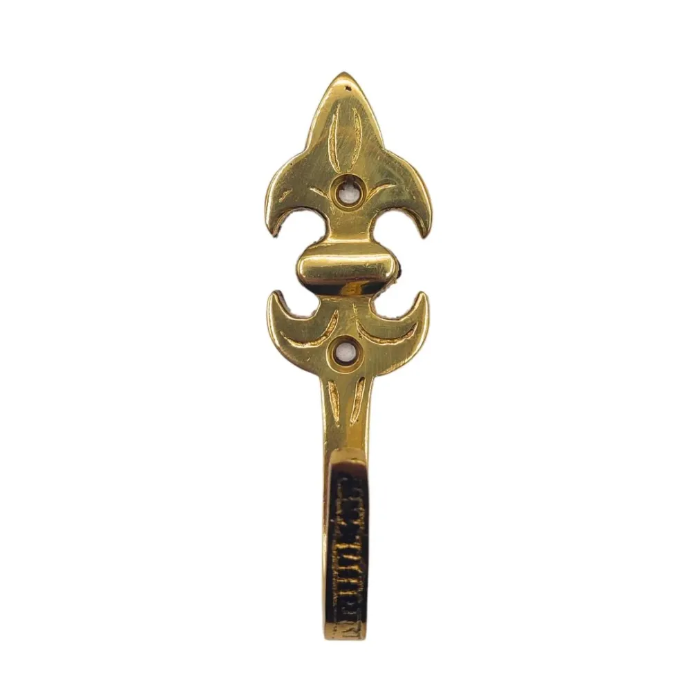 Gancio Appendiabiti Ottone Lucido con Inserti di Fissaggio - 'Arpione' Oro Elegante