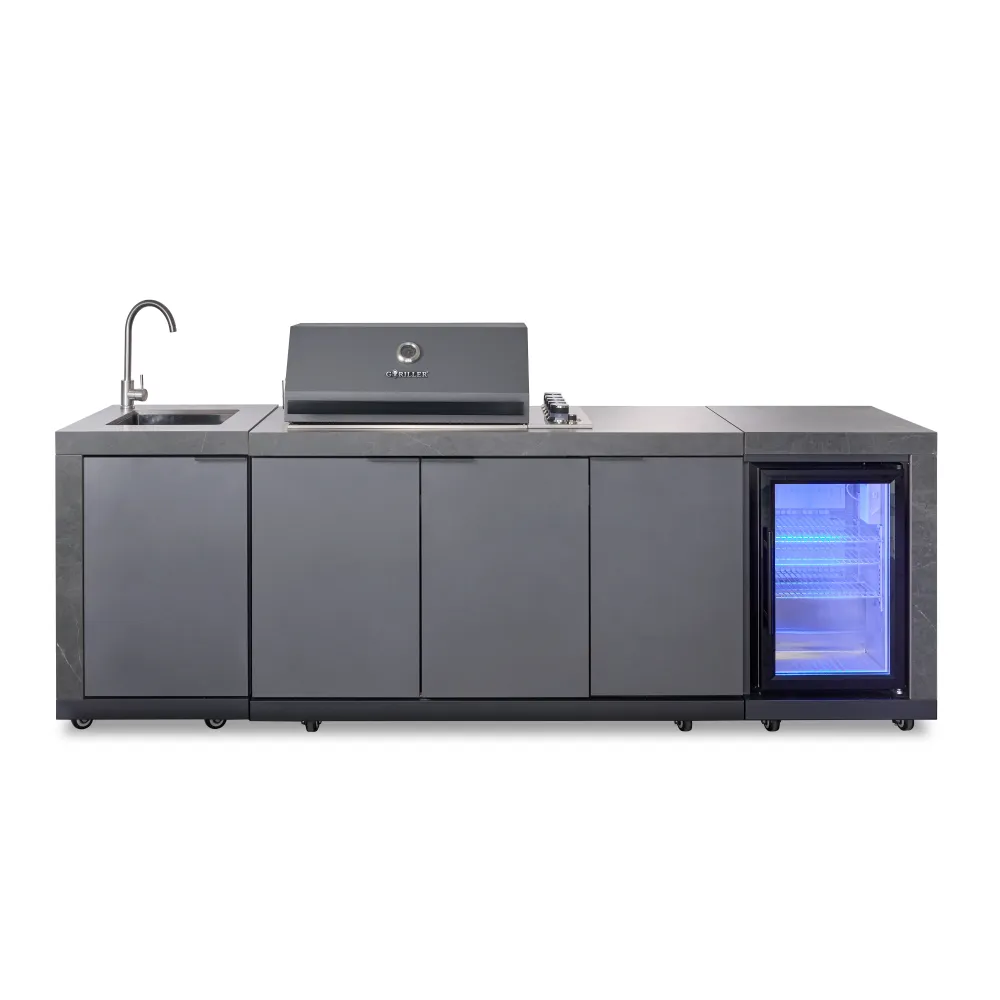 <tc>KING</tc> Cucina esterna | Griglia gas 5 fuochi | Frigorifero | Lavello