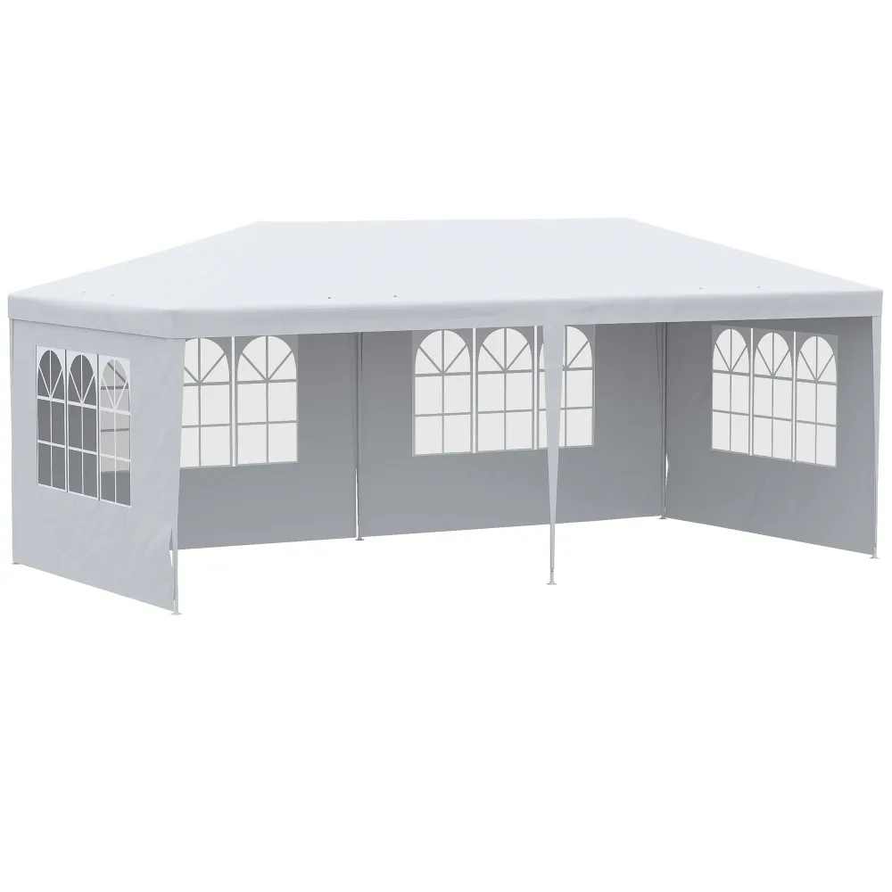 Gazebo da Giardino 580x290x250 cm con Pareti Rimovibili e Finestre Trasparenti Bianco