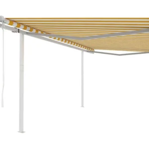 Certificato UV50+ Tenda retrattile automatica con pali 4x3m Gialla e bianca