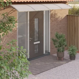 Premium Impermeabile Tendalino per porta Grigio 350x100 Policarbonato
