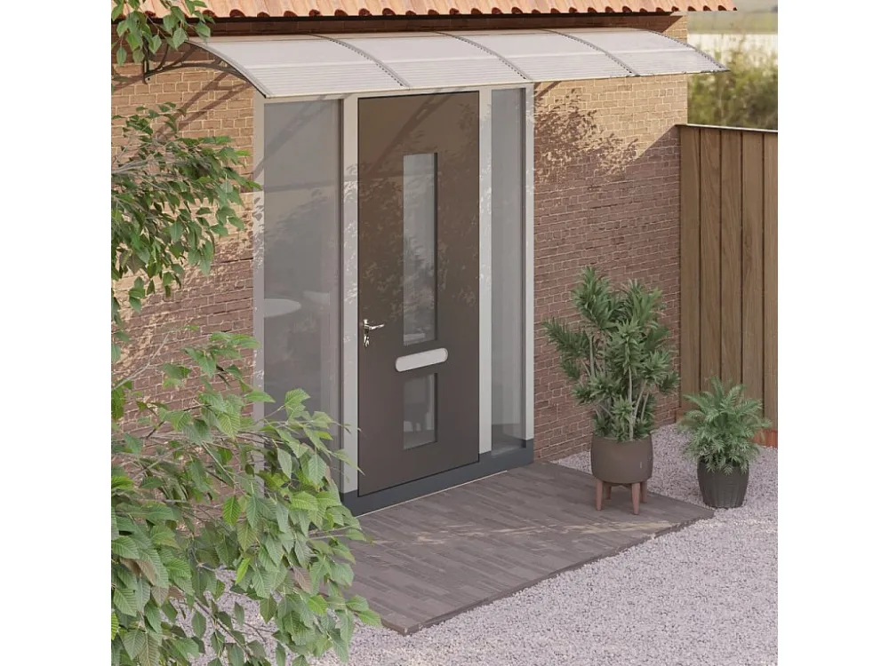 Premium Impermeabile Tendalino per porta Grigio 350x100 Policarbonato