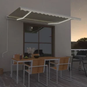 Tenda automatica con sensore vento e LED 450x350 Crema con Colori UV-Resistant