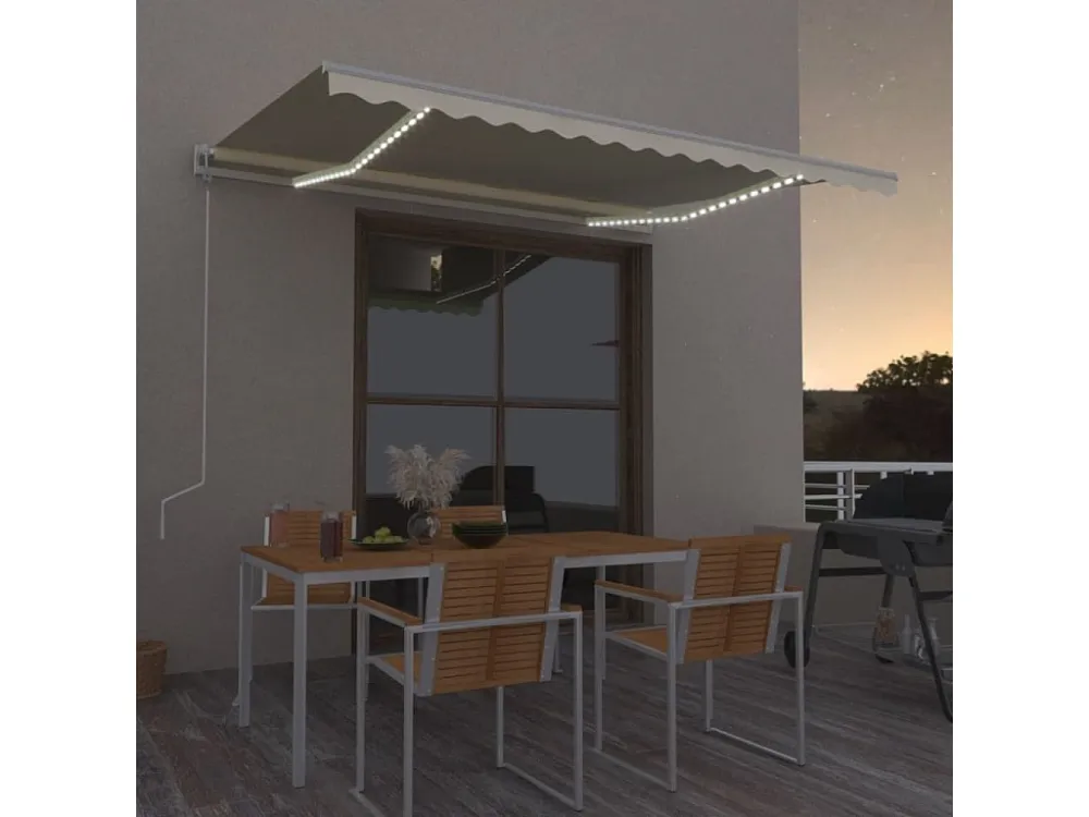 Tenda automatica con sensore vento e LED 450x350 Crema con Colori UV-Resistant