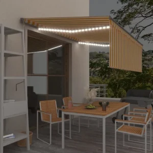 Tenda automatica con sensore vento LED 4x3m Giallo/bianco con Struttura Alluminio
