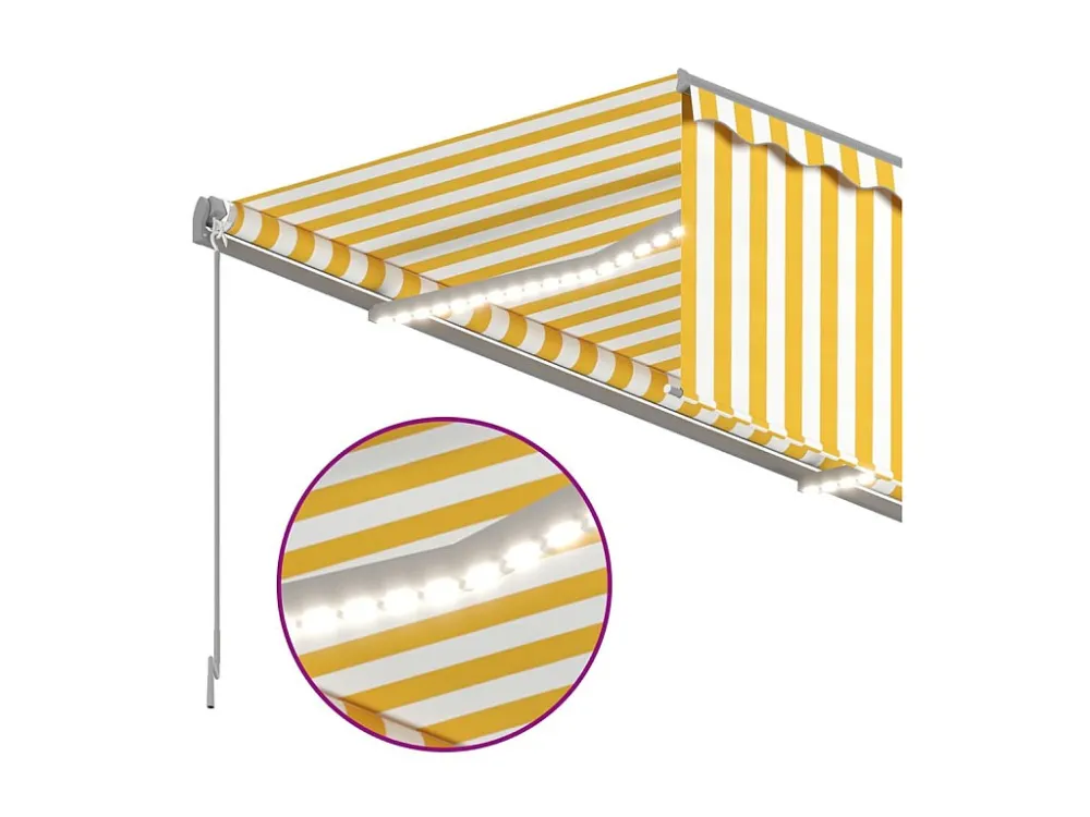 Tenda automatica con sensore vento LED 4x3m Giallo/bianco con Struttura Alluminio