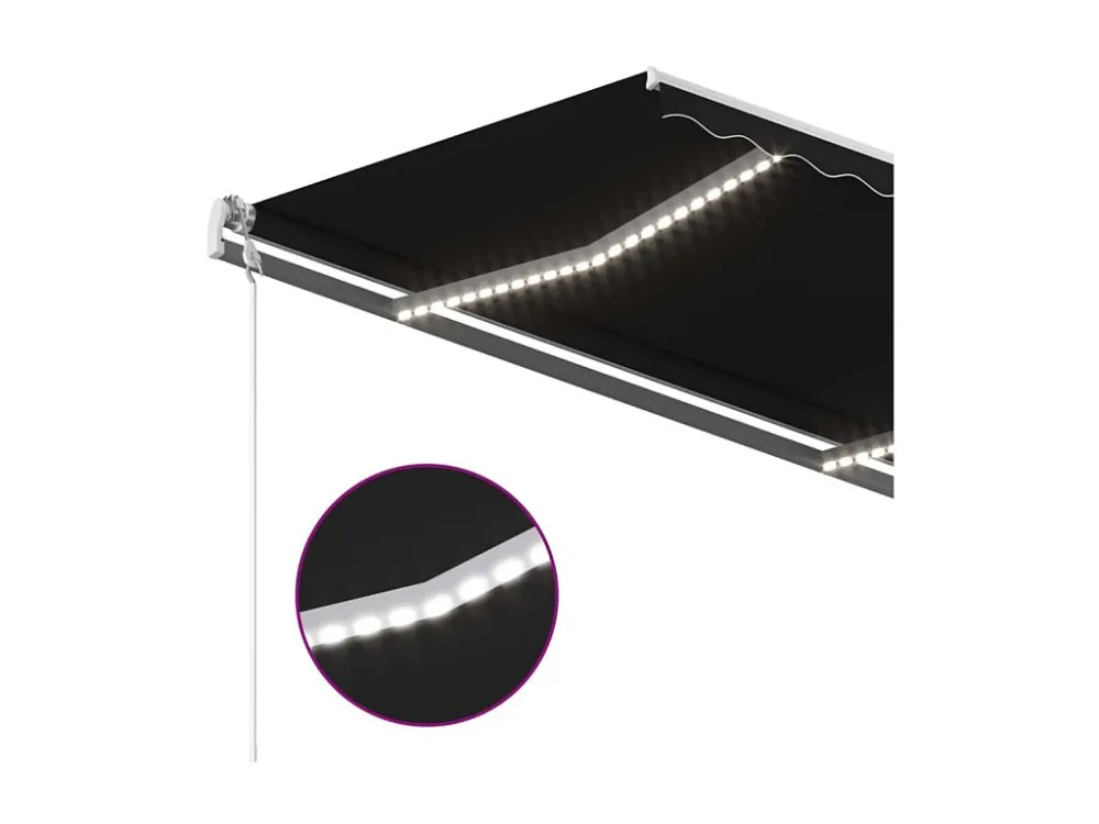 Tenda automatica e sensore vento LED 450x350 Antracite con Sistema di Ancoraggio