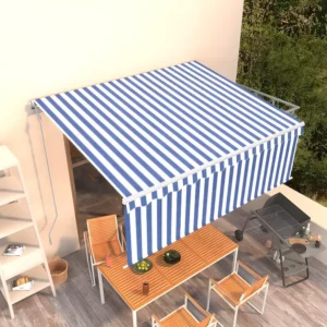 Tenda retrattile automatica con tenda 4x3 Blu e bianca con Dimensioni 3x3m