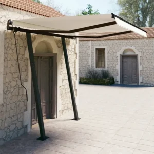 Tenda Retrattile Automatica e Pali 3x2,5 Crema con Colori UV-Resistant