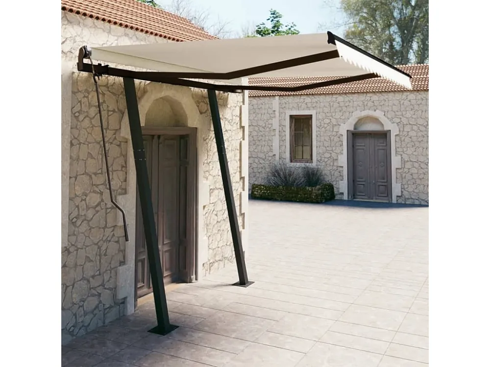 Tenda Retrattile Automatica e Pali 3x2,5 Crema con Colori UV-Resistant