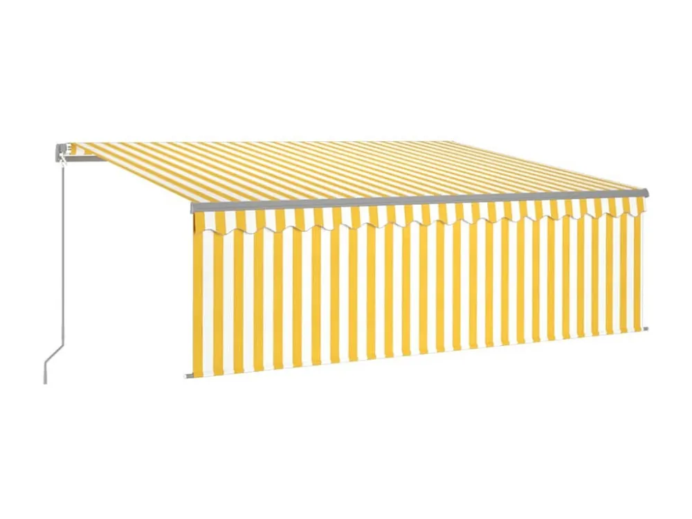Tenda retrattile con tenda 4x3 Gialla e bianca con Sistema di Ancoraggio
