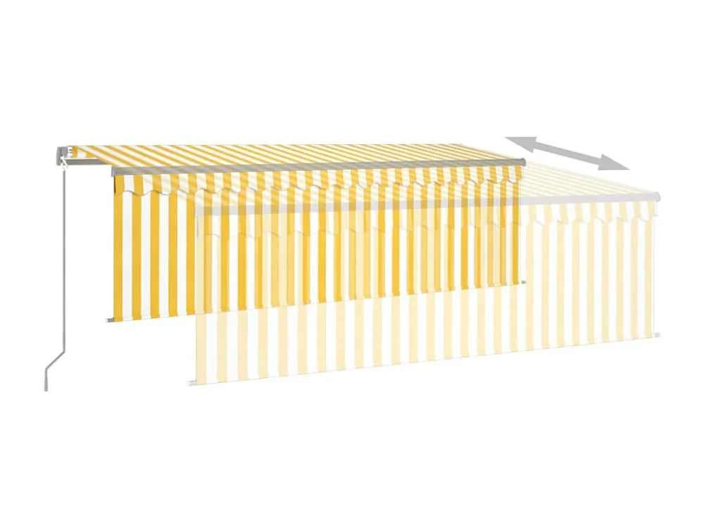 Tenda retrattile con tenda 4x3 Gialla e bianca con Sistema di Ancoraggio