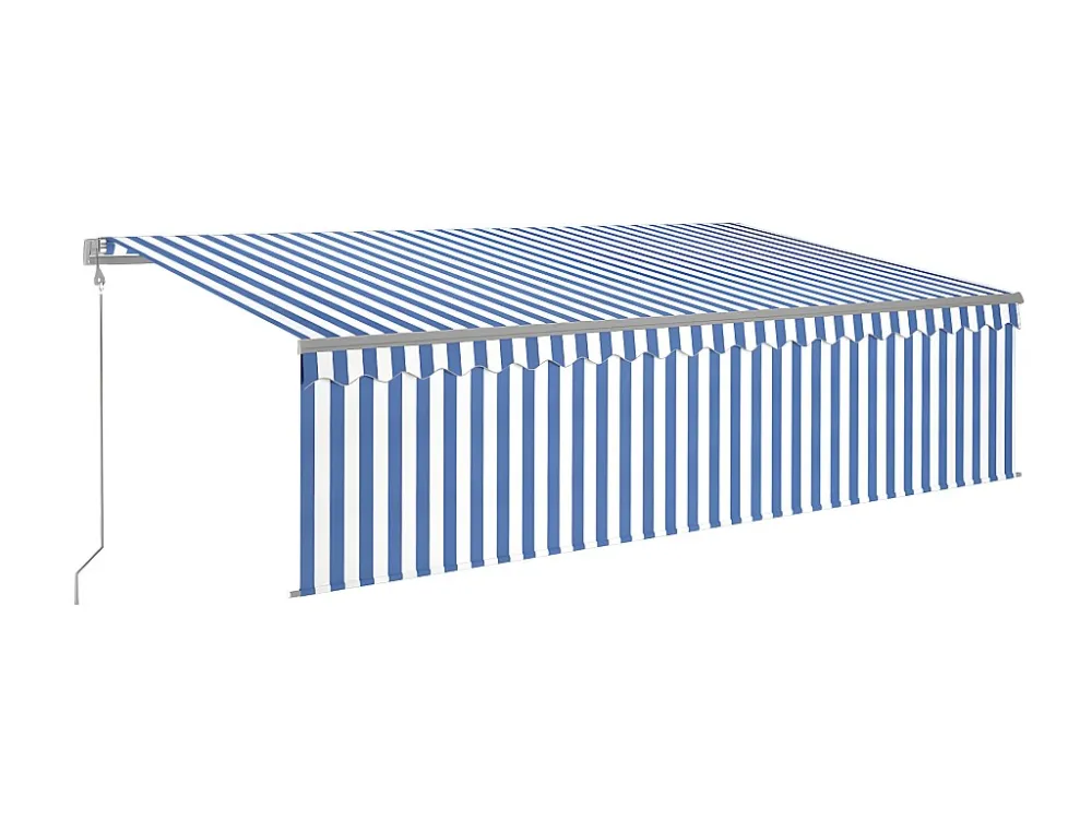 Tenda da sole automatica con sensore vento/LED 5x3m Blu e bianco con Colori UV-Resistant